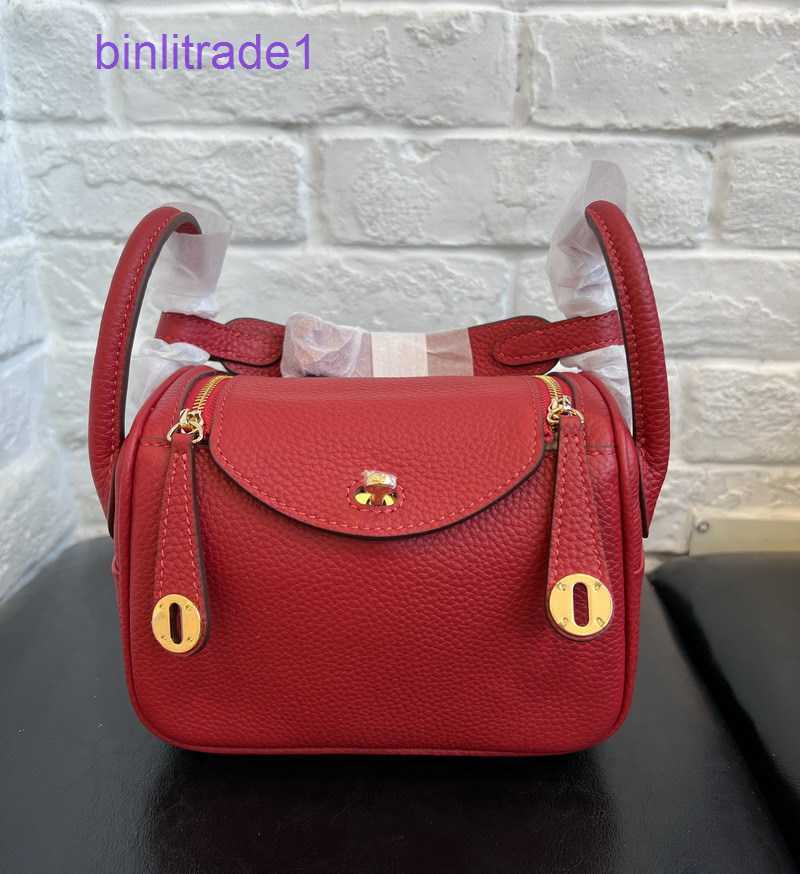 

Designer Original new h family shrunken leather 2023 head layer cow Lindys bag doctor medicine box portable shoulder women's of sale PKAT, Linen blue