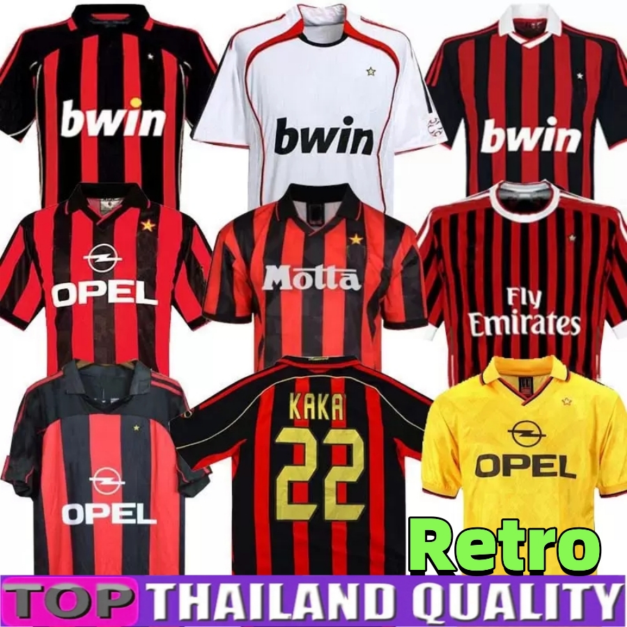 

90 91 Retro SOCCER JERSEY shirts home 95 96 97 Gullit 01 02 03 Maldini Van Basten football KAKA Inzaghi 06 07 milan 2009 football t shirt PIRLO SHEVCHENKO BAGGIO Ac Milans, 06/07 home jersey