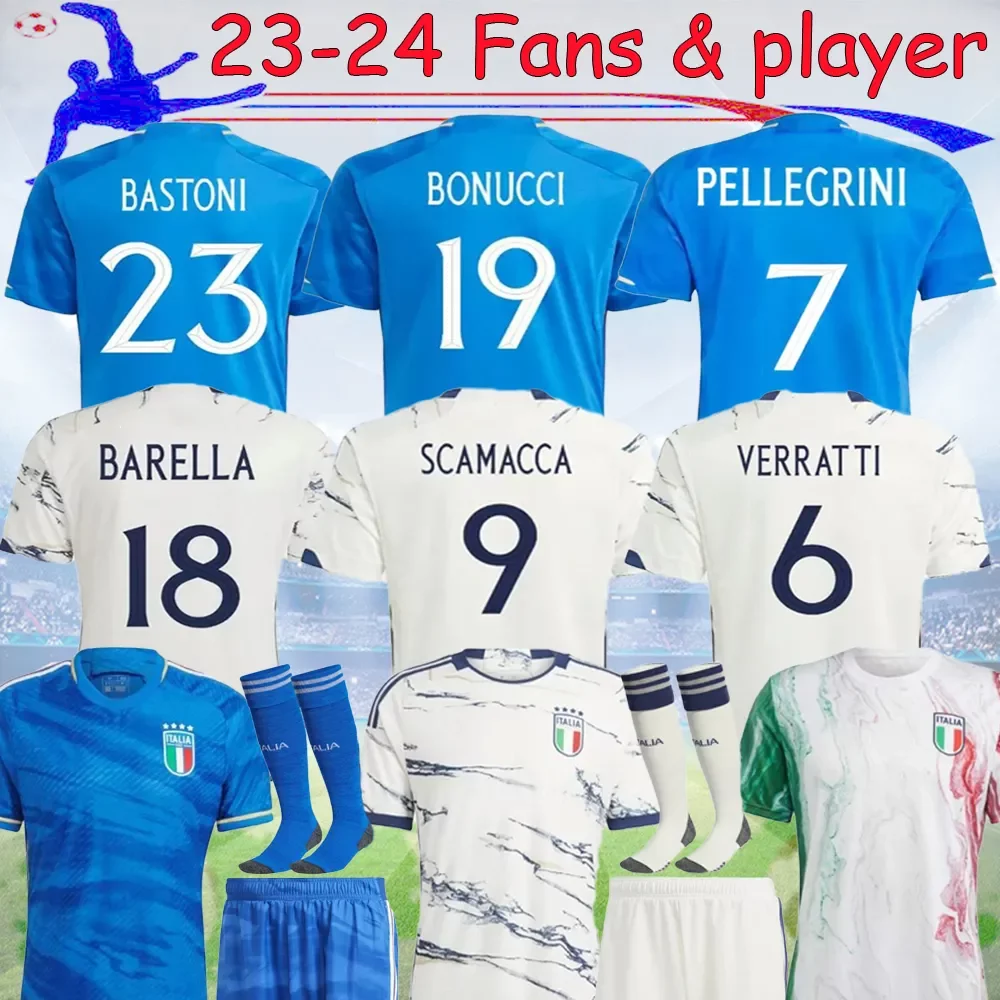 

2023 BONUCCI ITALYS soccer Jerseys home AWAY 23 24 JORGINHO INSIGNE VERRATTI men kids kit CHIESA BARELLA finals CHIELLINI Pellegrini Immobile FOOTBALL SHIRTS BBF, 23-24 match fans