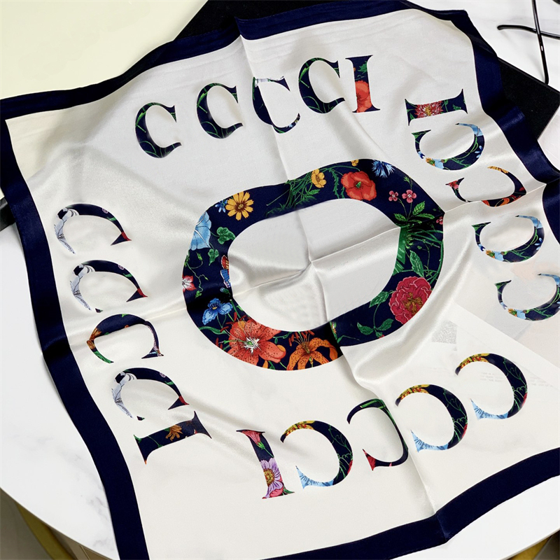 

Fashion Women Summer Scarf Designer Silk Scarf Luxury Flower Letter Hand Embroidered 70 By 70cm Shawl Small Squares High Quality Turbans