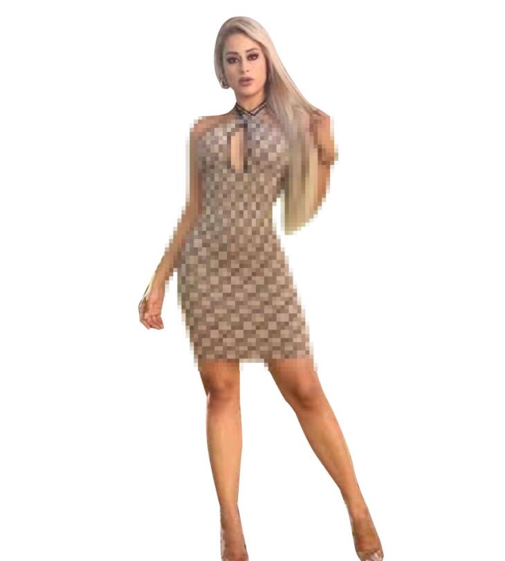 

Women' casual dress 2023G designer brand Summer print sexy fashion slim casual halter irregular dress