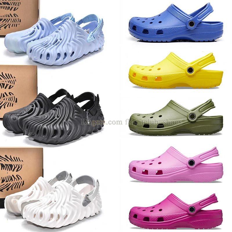 

fashion Crocs Croc Clog Buckle Bembury Sandals Slippers Pollex Croos Slides triple black white aqua khaki classic mens Waterproof Beach Shoes Nursing women sandel, D24 white black 36-47