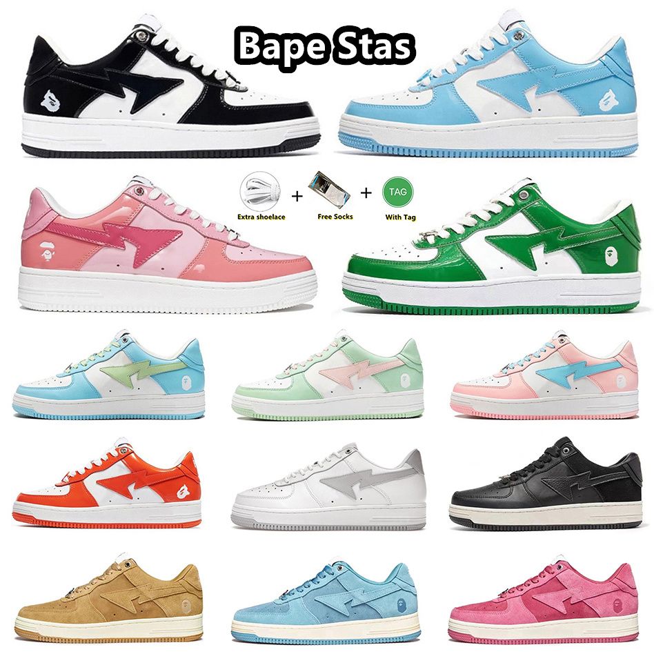 

Bapestas Running Shoes top quality Baped Platform Shoe STA Black White Blue Pink Green Red Beige Patent Leather Suede Camo Pastel Trainer Sneakers for, Item#10