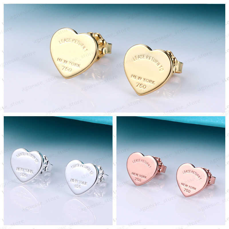 

Stud Designer heart earring women rose Stud couple Flannel bag Stainless steel 10mm Thick Piercing Luxury jewelry gifts woman Accessories R230314