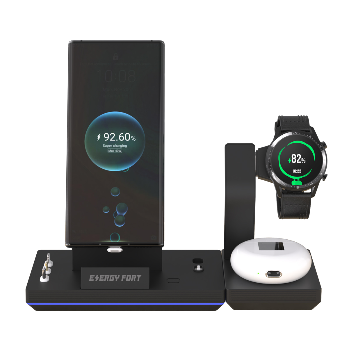 ENERGY FORT Super Quick Charging max 66W Magnetic Wireless Charger Dock for huawei mate40 pro honor V40 40W 3 in 1 Stand Station-image-849913328