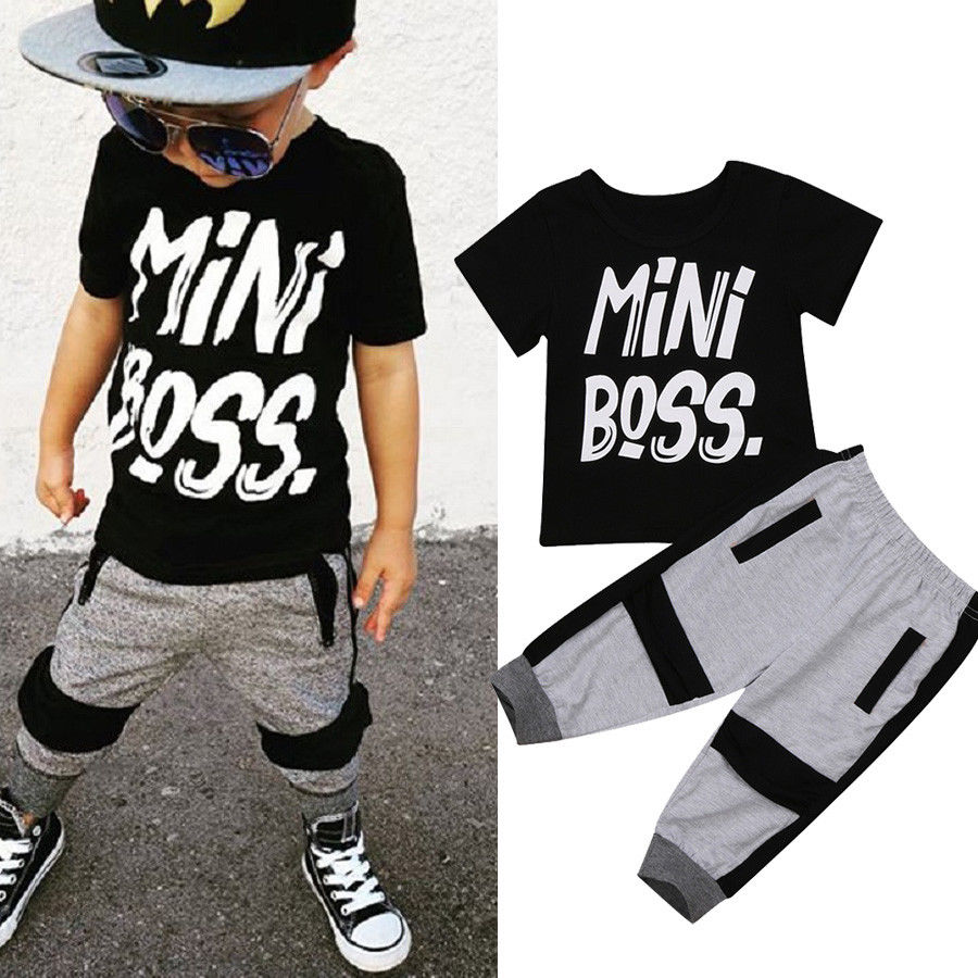 

Boys Clothes 2Pcs Toddler Kids Baby Boy T-shirt Tops Pants Outfits Set Clothes Age 1-6T