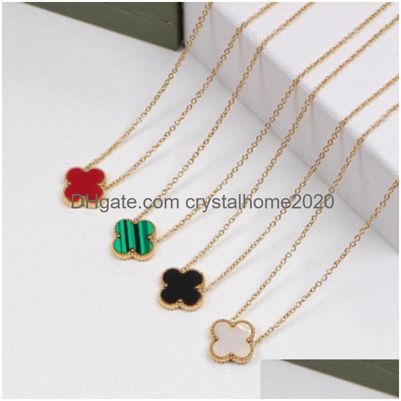 

Pendant Necklaces Womens Luxury Designer Necklace Fashion Flowers Fourleaf Clover Cleef 14K Gold Jewelry Drop Delivery Pendants Dhyku