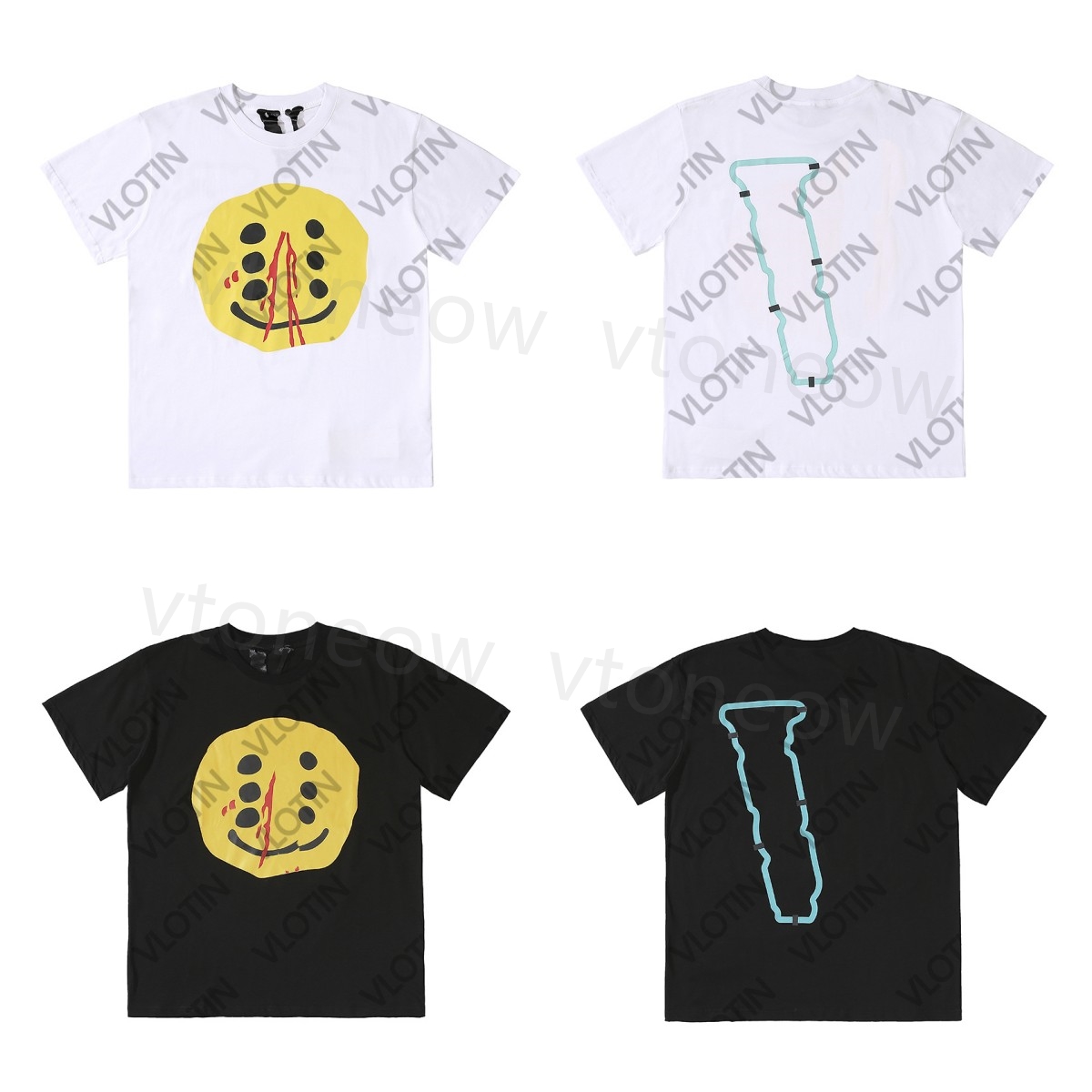 

2023 Men Designer T Shirt Letter Print Tees Big V Men Women Short Sleeve Hip Hop Style Black White T-shirts Vloness Tees Size -XL 10, The same as original