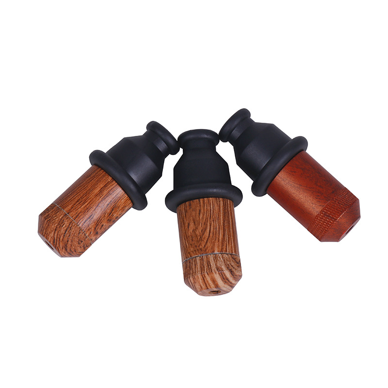 

Smoking Pipe Tobacco Snuff bottle Aluminum alloy mini wood Portable MINI Colorful Hand Pipes Durable Rubber Mouth