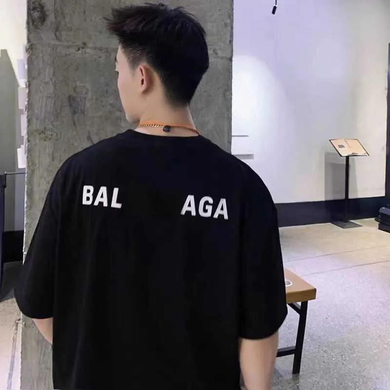 

Designer t Shirt balencigas woman New Classic Letter Round Cotton Tee Shirt Men and Women Loose Short Sleeve Couple Balenciagas Student Dres Sweat S QMx, Black bl-280g white letters