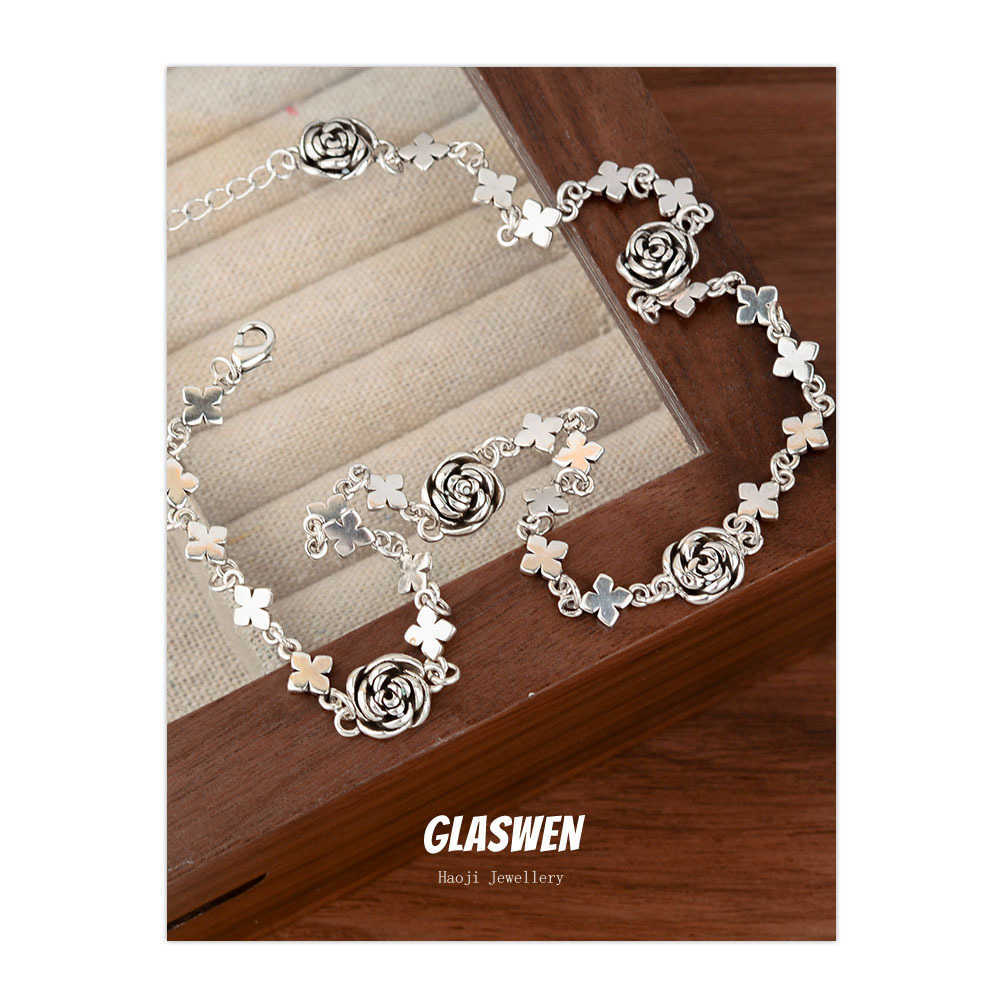 

Pendant Necklaces Strands Strings French Rose Necklace female light luxury niche design sense clavicle chain small fragrance Bracelet