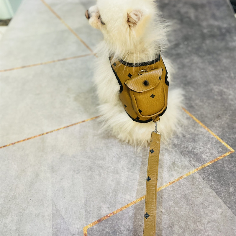 

Designer Dog Harness PU Leather Dog Backpack Soft Air Mesh Adjustable Pet Harnesses Pets Bandand for  Medium Dogs PS1838