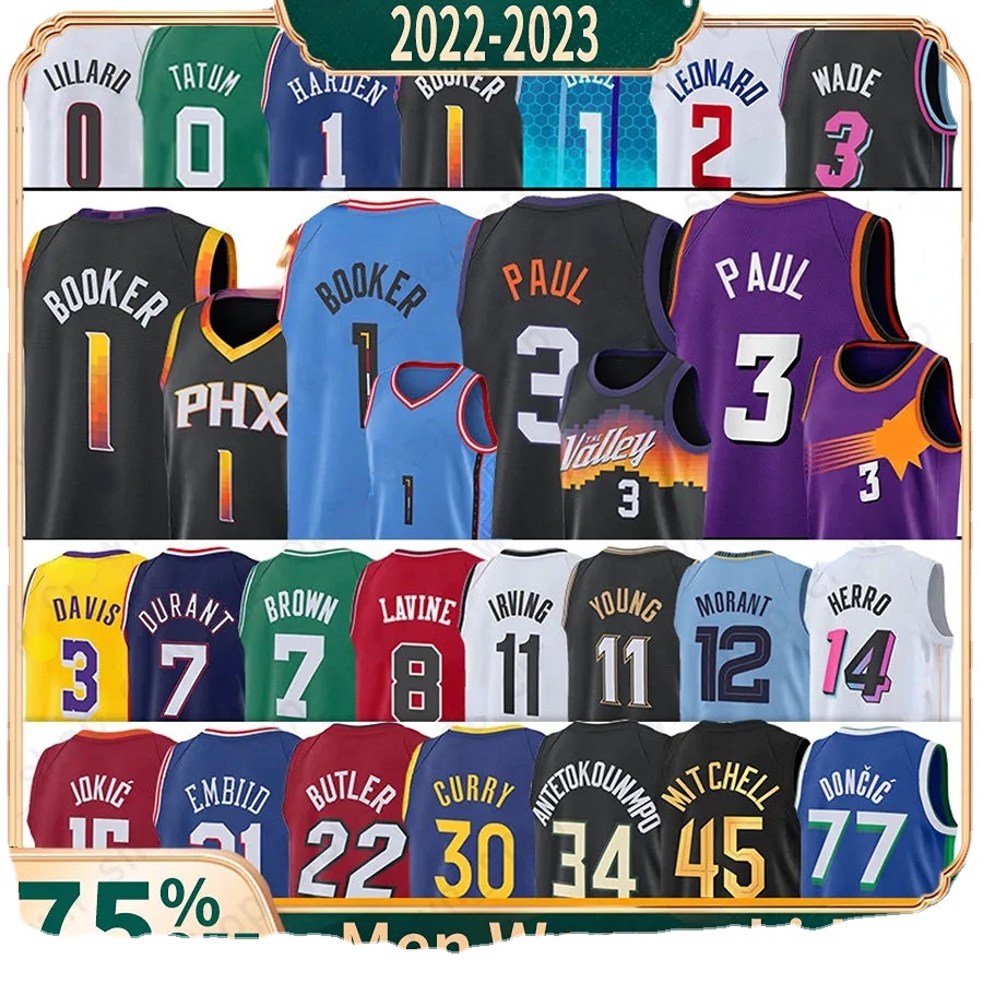 

lebron James Harden Devin Booker Basketball Jersey Ja Morant Ball Donovan Mitchell Luka Doncic Kyrie Irving Jimmy Butler Wade Phoenix''Suns'nBA, Men10