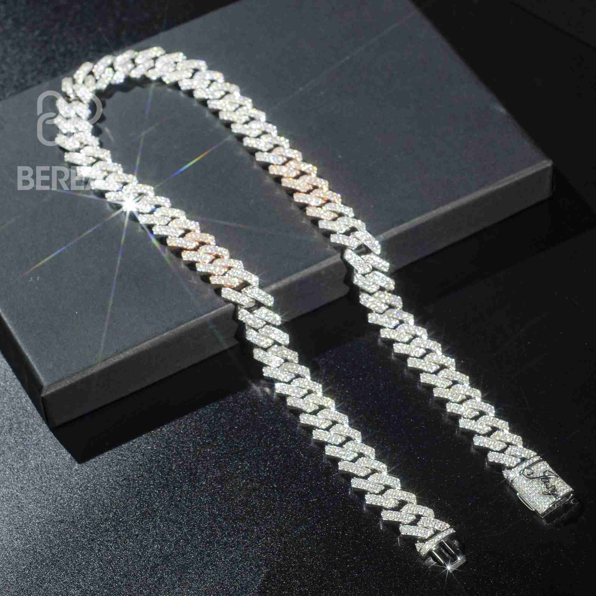

925 Sterling Silver Ice Out Moissanite Diamond Cuban Chain Hiphop Necklace Bracelet 18k Gold Plated Cuban Chain for Men Jewelry