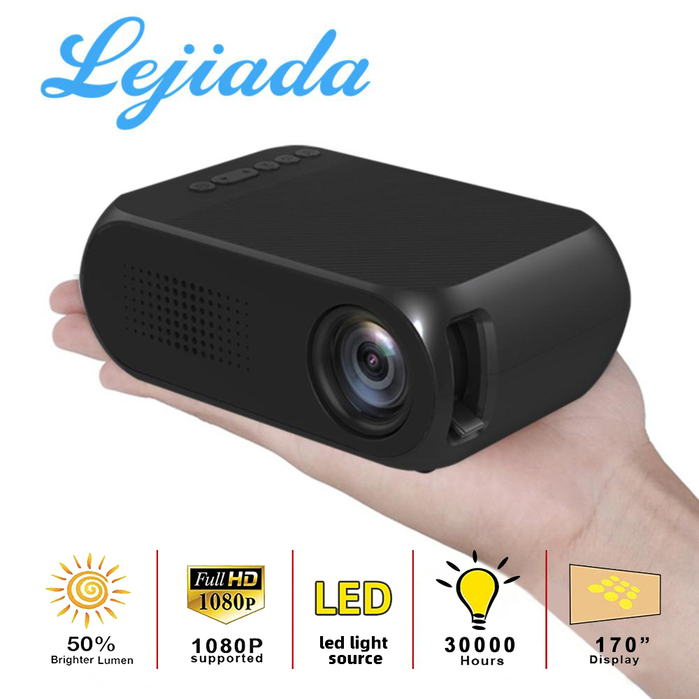

LEJIADA YG320 LED 600 Lumen 3.5mm Audio 320x240 Pixels HDMI-Compatible USB Mini Projector Home Media Player