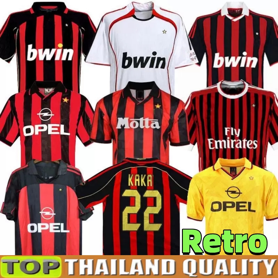 

Retro Soccer Jerseys long sleeve Kaka Baggio Maldini VAN BASTEN Pirlo Inzaghi Beckham Gullit Shevchenko Vintage Shirt Classic Kit 93 94 95 96 97 06 07 09 10 Ac MiLaNS, 06/07 home jersey