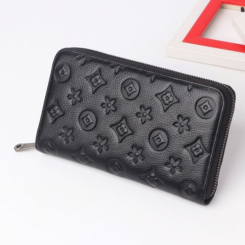 

Fashion Black empreinte women clutch lady ladies long wallet leather single zipper wallets classical corn purse card holder 60017 purse card holder, Black flower