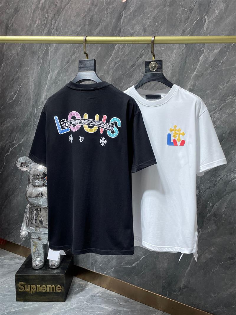 

2023 new tide brand short sleeve t-shirt men's and women's designer pure cotton foam process loose fashion top, Black