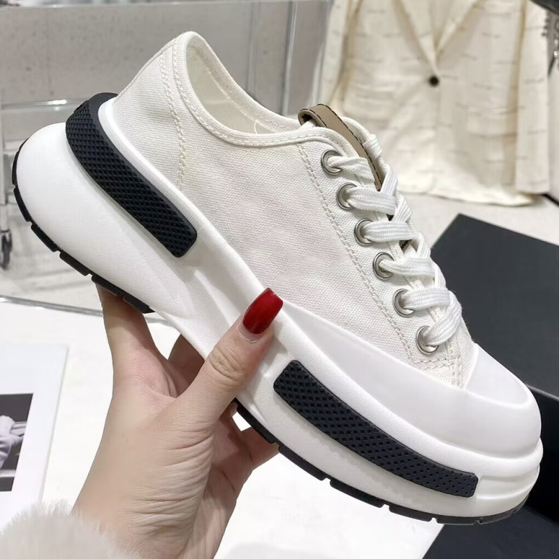 

Chunky Sneakers Women High Top Sport Shoes Fashion Casual Candy Color Leather Canvas Breathable Height Increased Platform Shoes, White