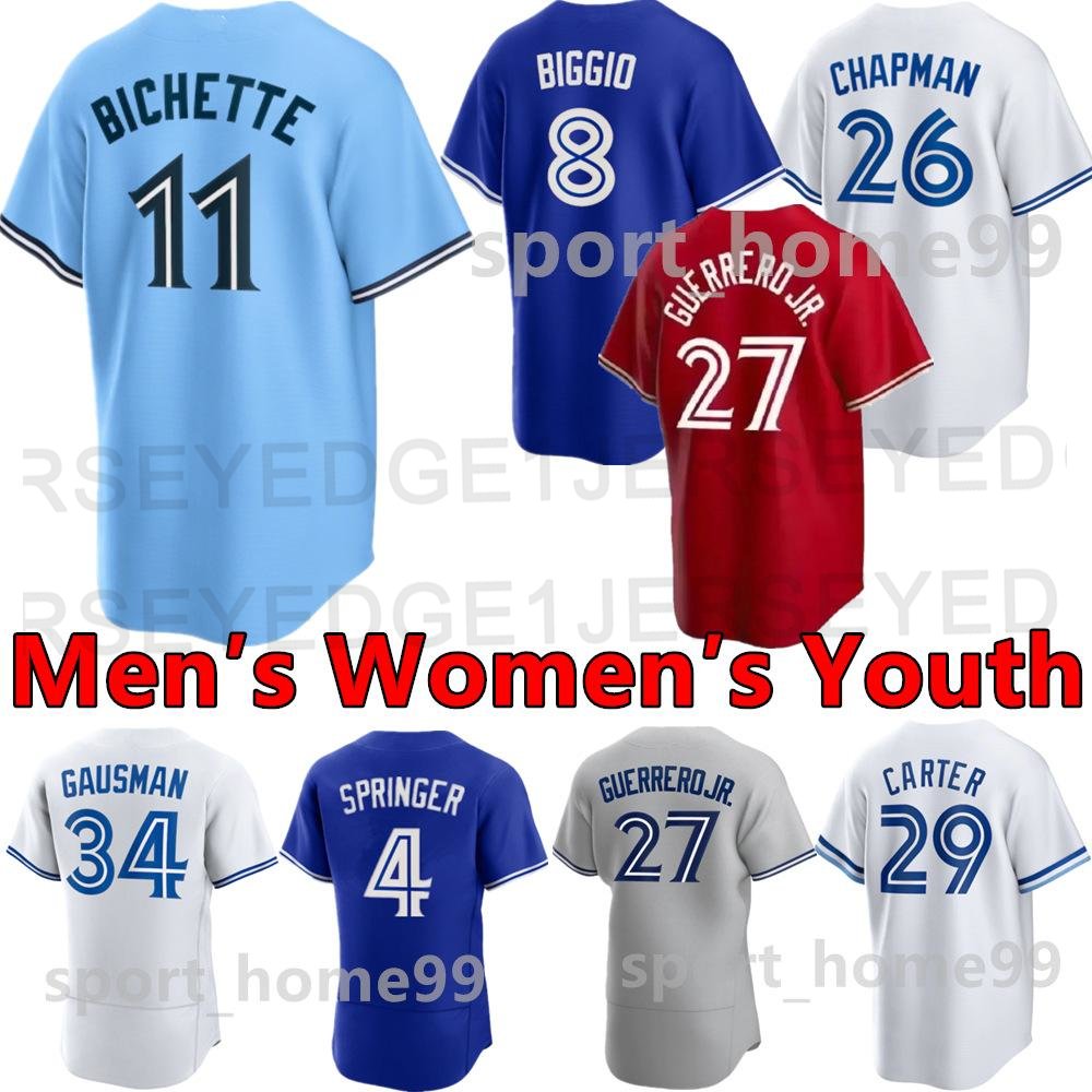 

2023 Custom Baseball Jersey 27 Vladimir Guerrero Jr. 11 Bo Bichette 26 Matt Chapman Cavan Biggio 30 Alejandro Kirk Lourdes Gurriel Jr. George Springer Toronto Jerseys, Color 17