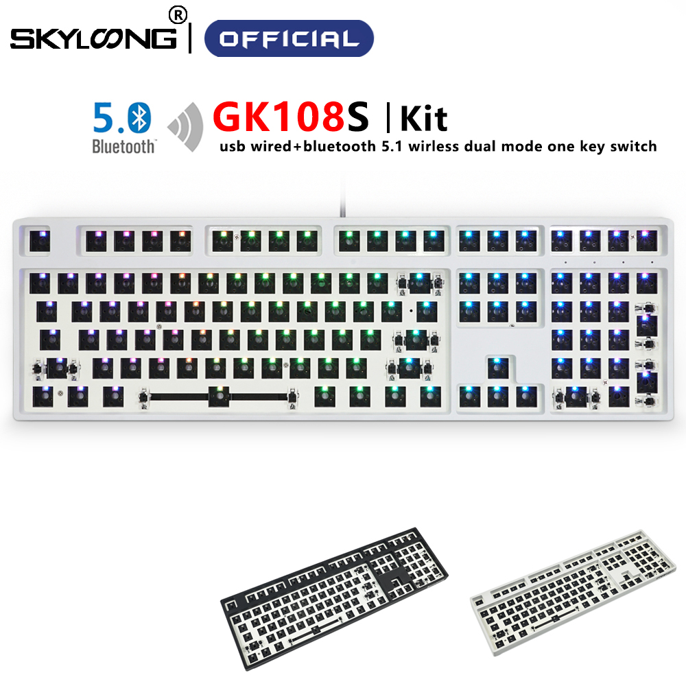 GK108 GK108S 100% Custom DIY Mechanical Keyboard Kit Wired Bluetooth Dual Mode Hot Swappable RGB Kailh BOX MX Switch-image-850145887