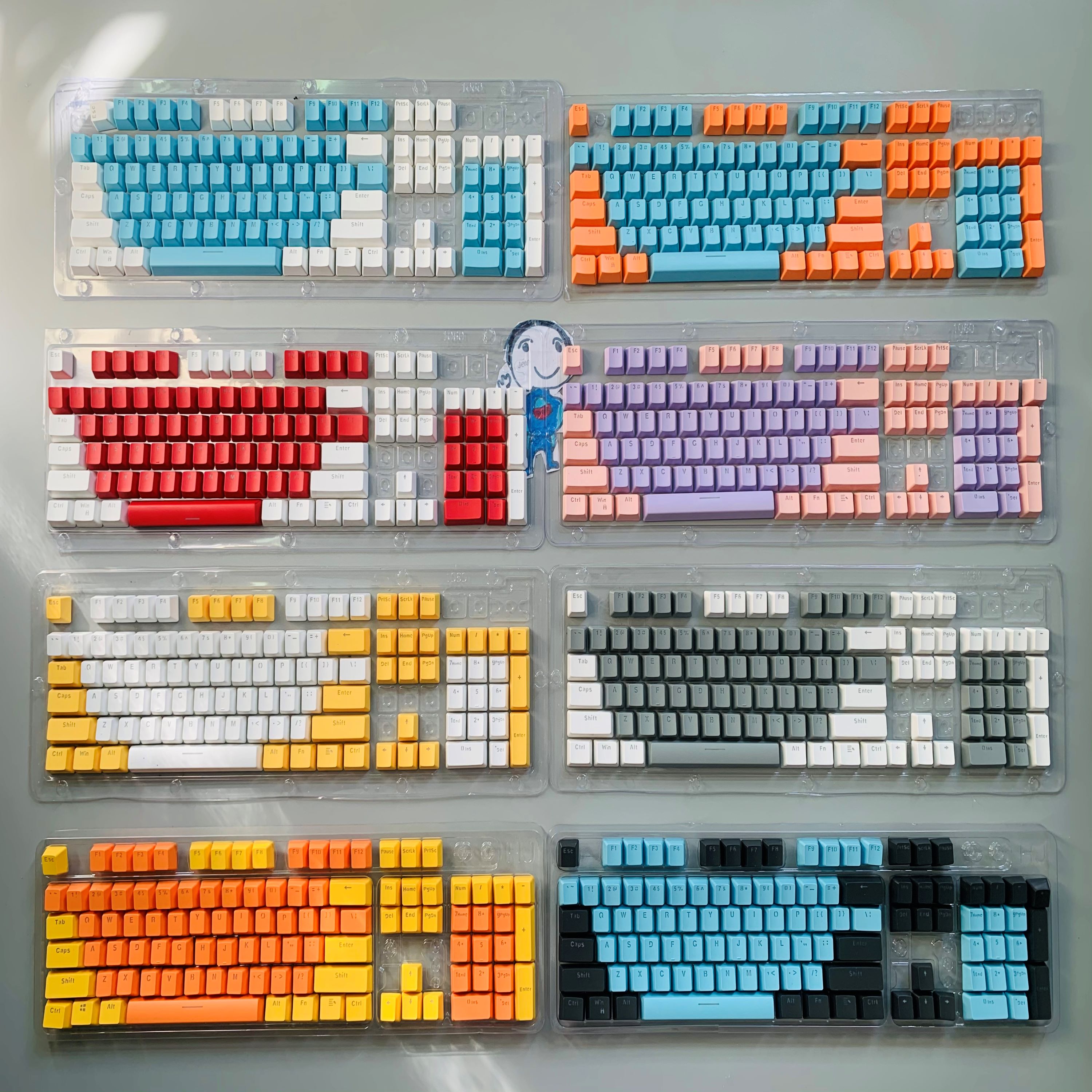 New 104 Key ABS Keycaps OEM Backlight Two-Color Keycap Set for Cherry MX Switches 61/87/104 Key Mechanical Keyboard White Purple-image-849872358