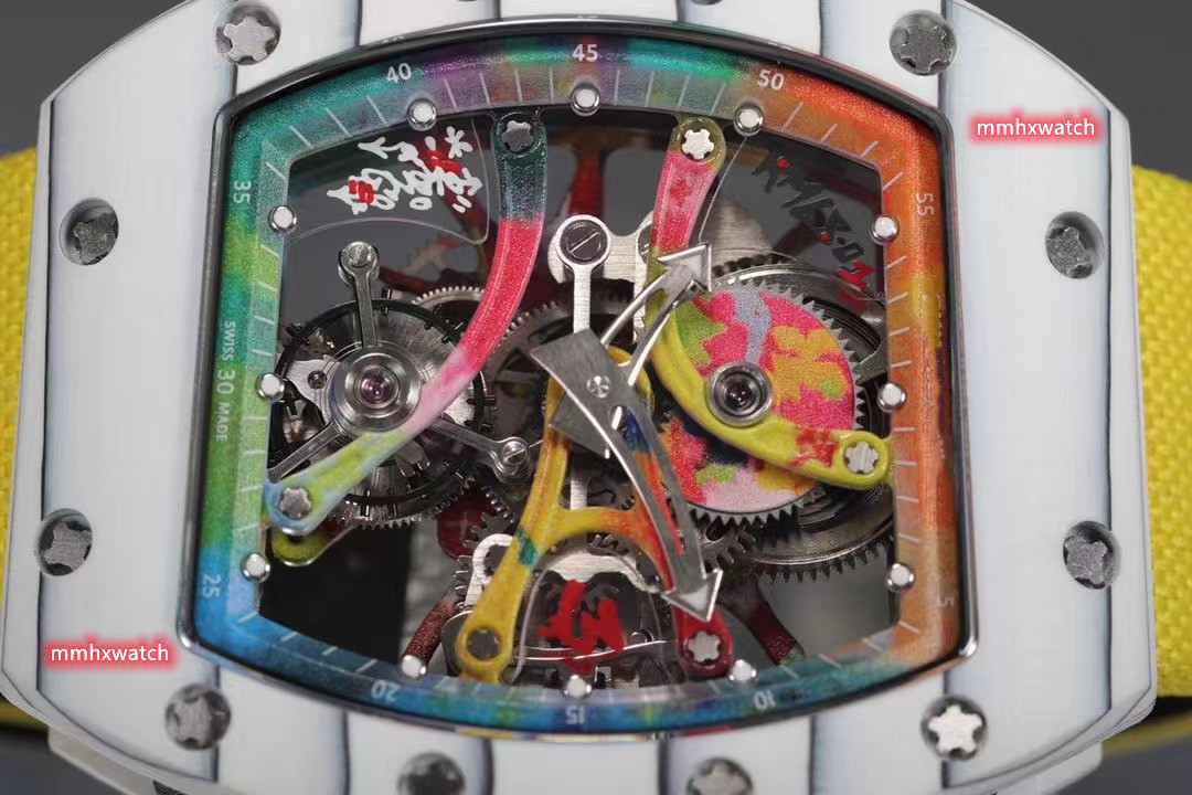 

Tourbillon Series watch RM68-01 Colorful graffiti with fully automatic mechanical movement sapphire scratch resistant glass mirror, As shown