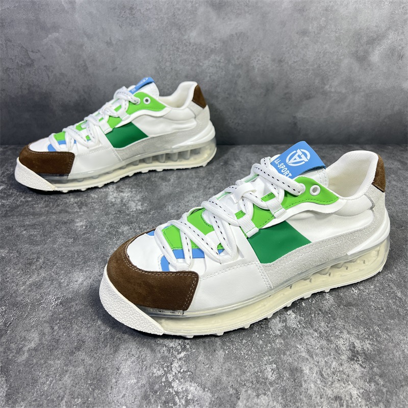 

Chunky Sneaker Men Air Cushion Running Shoes Fashion Casual Leather Fabric Breathable Height Increased Flat Platform Board Shoes, Fluorescent green