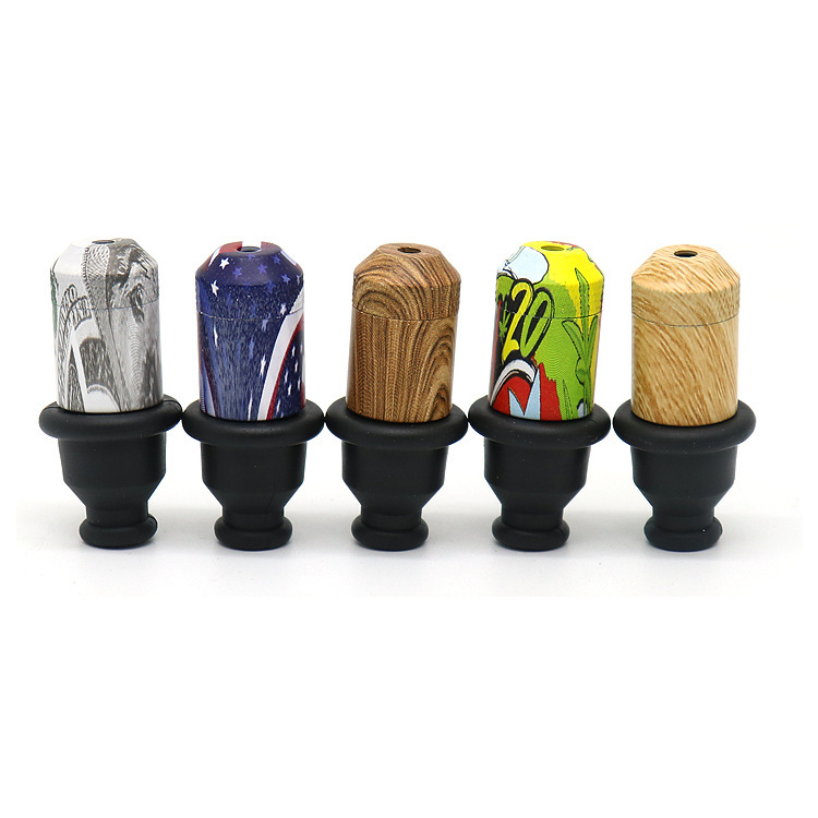 

Smoking Pipe Tobacco Snuff bottle Aluminum alloy mini Water transfer printing Portable MINI Colorful Hand Pipes Durable Rubber Mouth