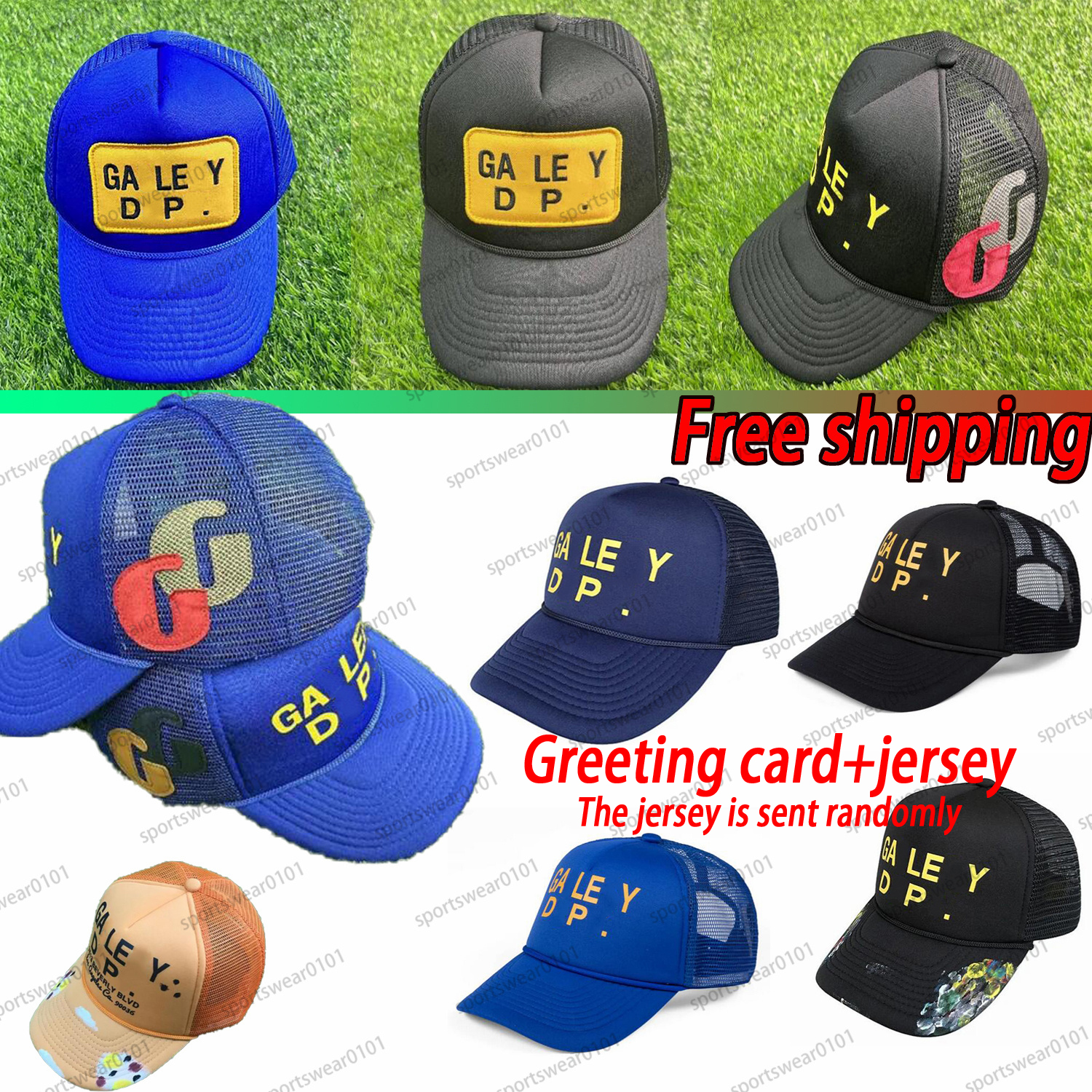

Latest Patch Embroidery Men's Ball Caps Casual Galleryes Lettering Curved dept Brim Baseball Cap Fashion Letters Hat Printing, Greeting card+jersey