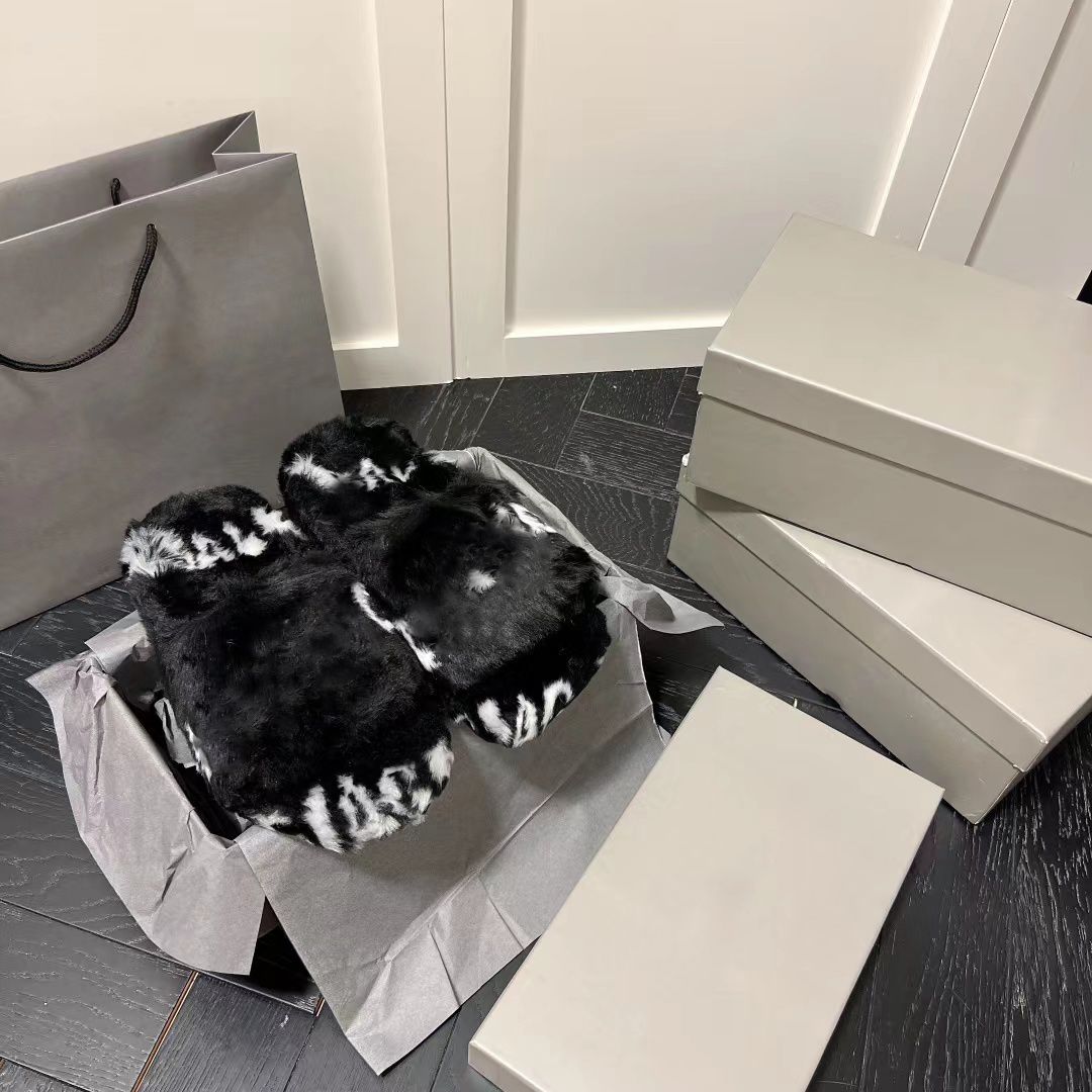 

Designer Slippers Furry Sliders Women Sandals Wool Slipper Printed Pattern Winter Indoor Furry Soft Fluffy Sandal Fashion Shoes Plush Platform Flats Heel, Hz 10