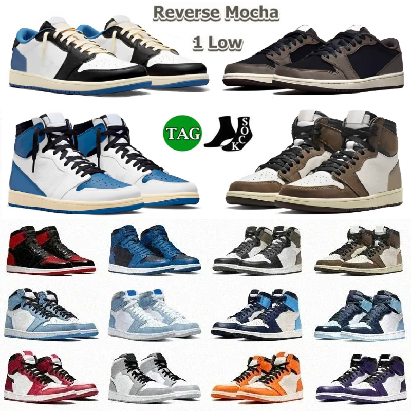 

Jumpman 1 Mens Basketball Shoes Low 1s Sneakers Bred Patent travis scott Travis TS Reverse Mocha Fragment University Blue Unc Starfish Wolf Grey Men P8Q8, Pay for box