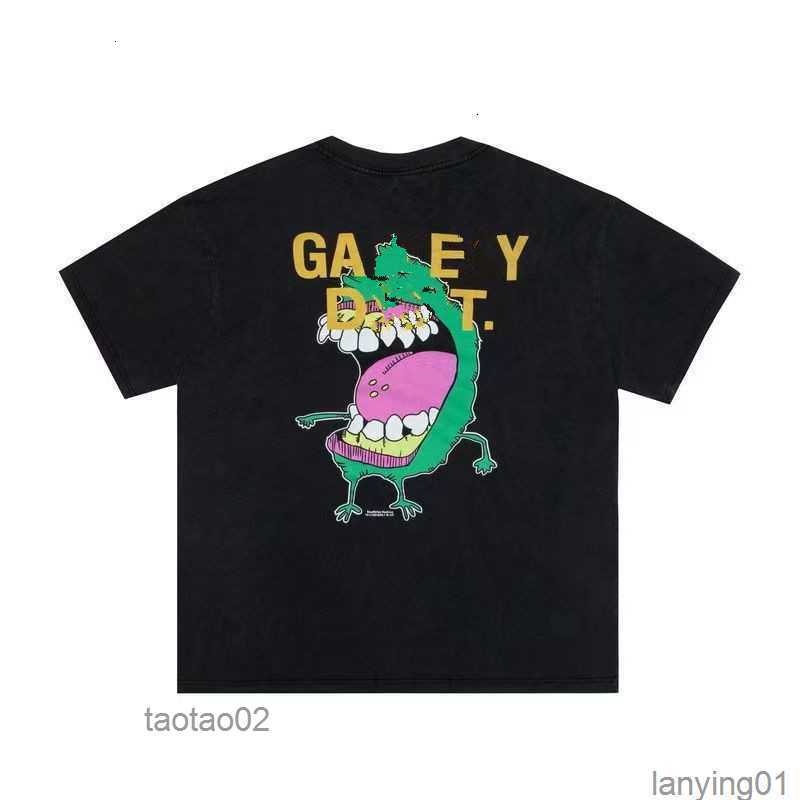 

Men' T-shirts Designer Galleryes Depts Used Gary Fried Color Washed Black High Street Loose Round Neck Short Sleeveq2seu7dsa8kl