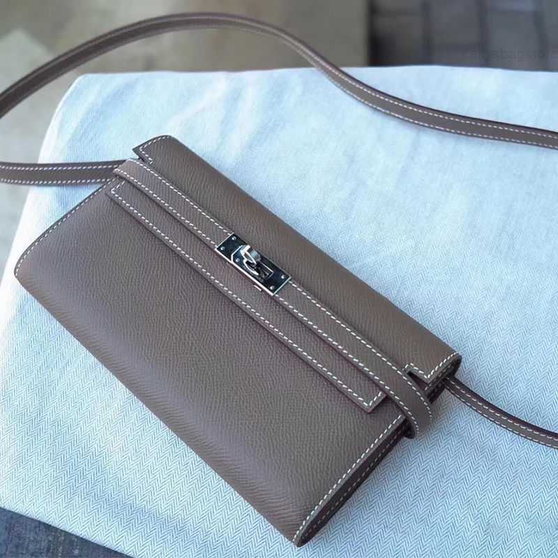 

Herms hemes Birkin totes bag Handbags shoulder handbag New to go woc Single-shoulder kellies Women's long leather diagonal cross cell phone walle, Gold buckle - black one-shoulder wallet