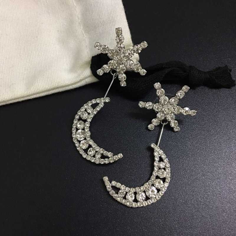 

Retro Personality Star Moon Crystal Asymmetrical Hundred Earrings