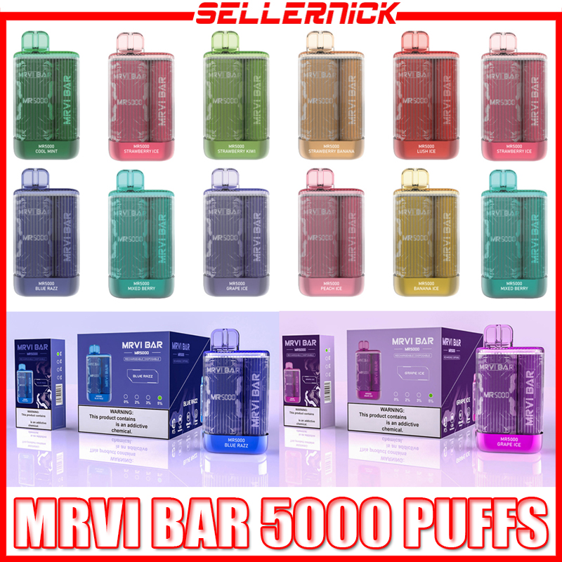 

Original MRVI BAR 5000 Puffs Disposable Vape Pen Electronic Cigarette With 600mAh Rechargeable Battery 13ml Prefilled Pod Device VS ElfBar