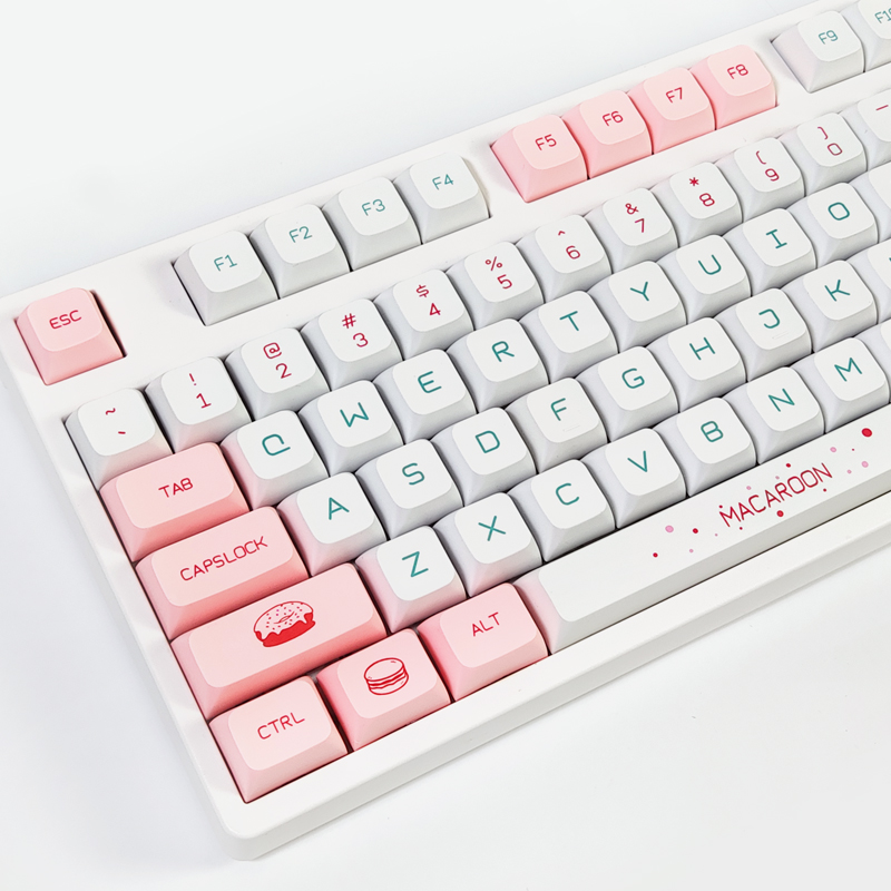 Macaron Cute Keycaps XDA Profile PBT DYE-SUB Pink 135 Keys Cap for MX Switches Mechanical Gaming Keyboard DIY Custom-image-850145603