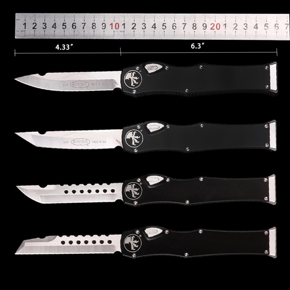 

promotion CNC Micro auto tech knife with plastic sheath D2 steel satin blade alum handle pocket knives outdoor knifes men gift pre206C