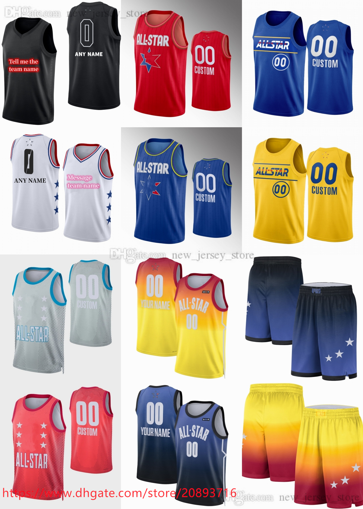 

Custom NCAA 2018-2023 All-Star Printed Basketball Jerseys With 6 patch White Yellow Black Red Blue Orange Jerseys. Message Any number and name on the order, Message team.name.number