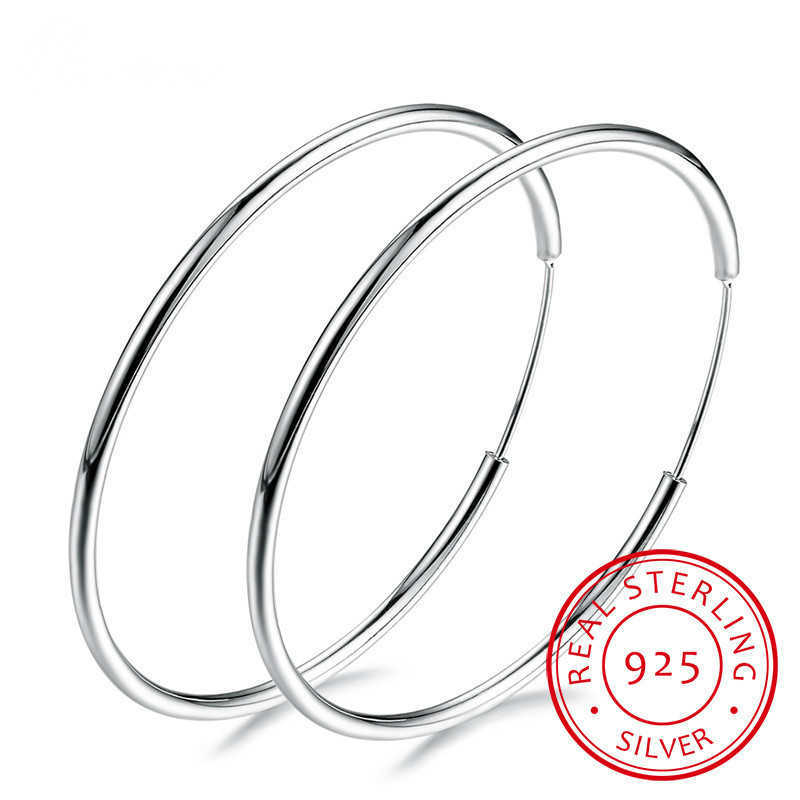 

Charm Women % 925 Sterling Silver Hoop Earring Round Circle Loop Gifts Simple Silver Hoop Earrings Piercing AA230311