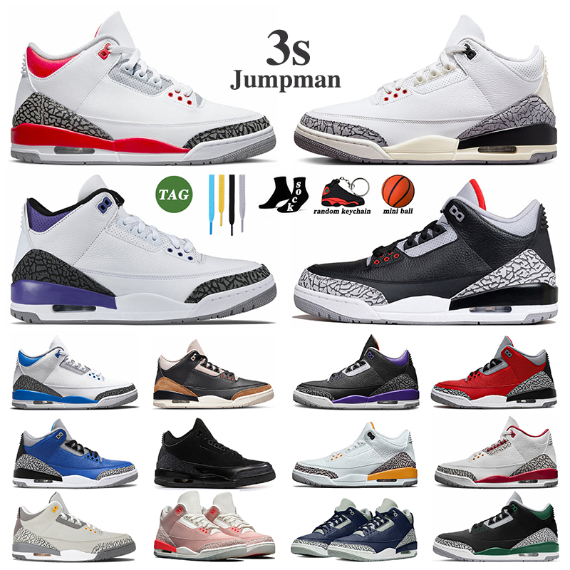 

3s women men basketball shoes White Cement 3 Fire Red Rust pink Dark Iris Black Cat Racer Blue Laser Orange Green Cardinal Cool Grey trainers sports sneakers