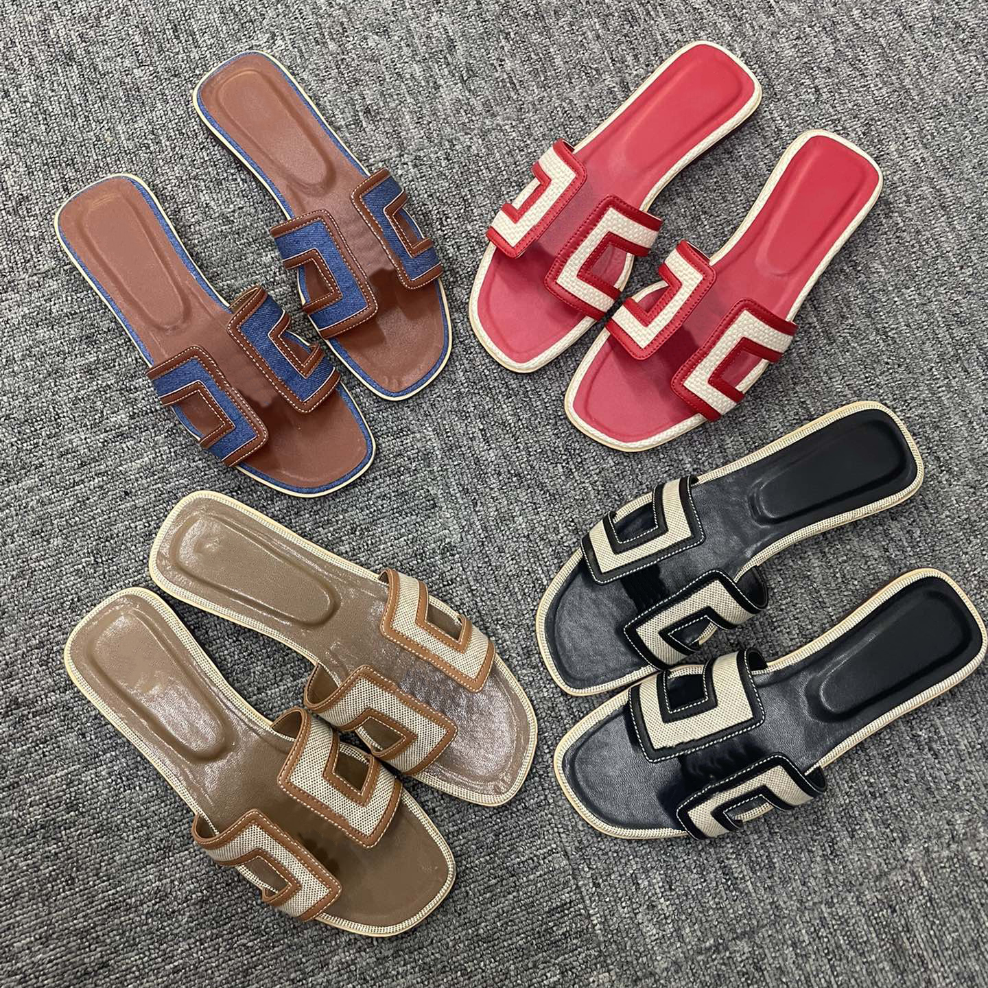 

Designer Sandal Slides summer Girl Flip Flop Slipper Classic Flat heel Summer Lazy Designer leather lady Slides women shoes Hotel Bath Ladies sexy Sandals Large size