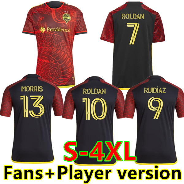 

S- Player version Seattle Sounders FC SOCCER JERSEYS 23 24 Roldan Ruidiaz Lodeiro Montero MORRIS camisetas de futbol DELEM football shirts MAILLOTS FOOT, Away adult