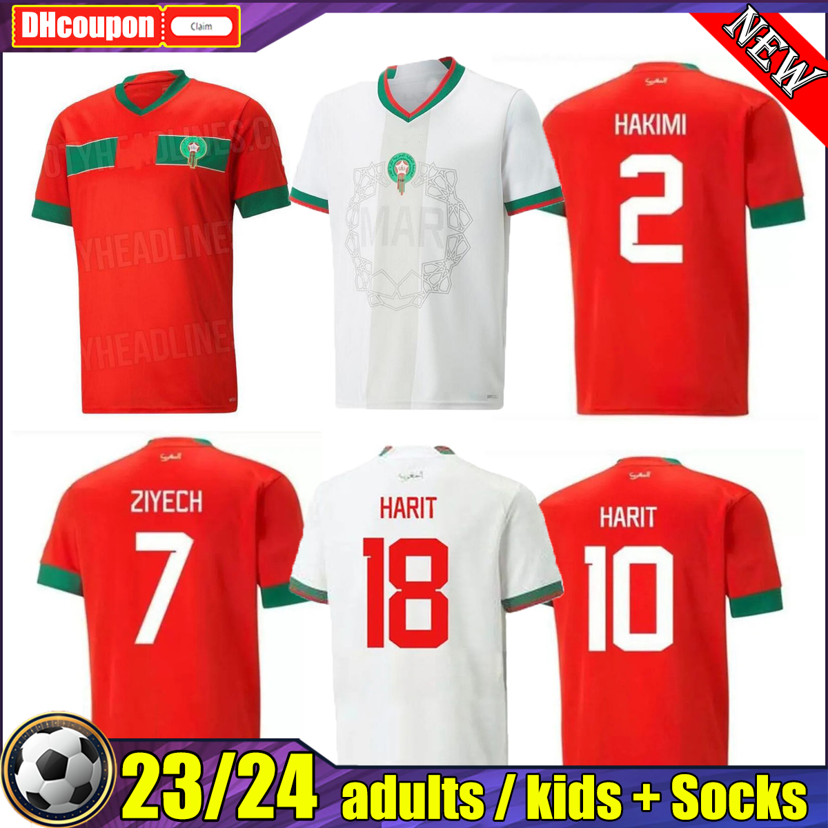 

2022 SAISS Morocco National Team Mens Soccer Jerseys 22 23 Special Edition ZIYECH Home Red Away White Football Shirt EL- ARABI HAKIMI FAJR EN-NESYRI top thai quality, 03