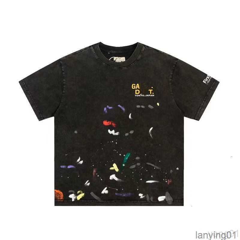 

Men's T-shirts Designer Galleryes t Shirt Angel Brand Net Red Retro Galerys Hoodie Depts Men and Women Short-sleeved Galilee Printedqxek24dh, Black