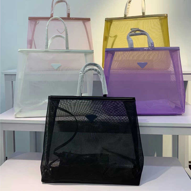 

Hot Totes Beach Bag Mesh Tote Bag Womens Designer Bag Summer Luxurys Handbag Makeup Handheld Single-shoulder Bag Mother Wash Women Purses Handbags 220116i, Style 1--pink--36cm