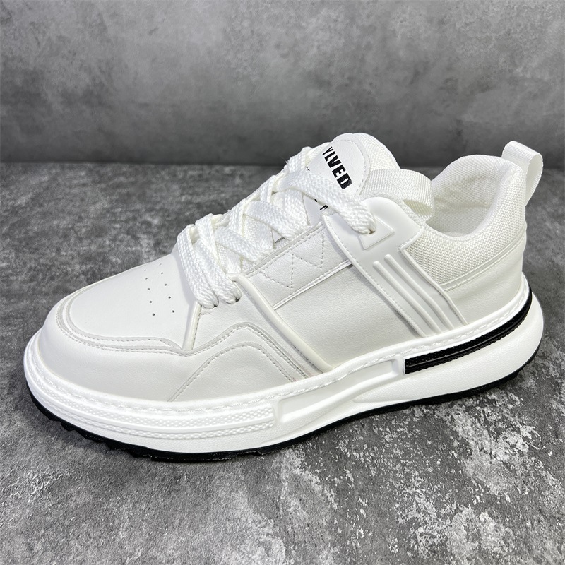

Chunky Sneakers Men White Board Shoes Fashion Casual Microfiber Leather Breathable Height Increased Flat Platform Running Shoes, C029 white green