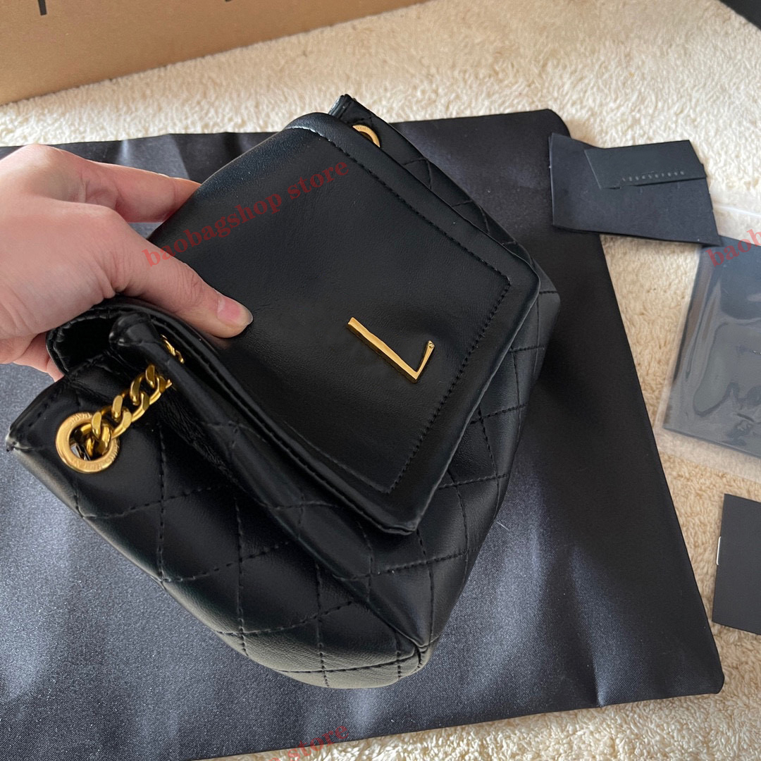 

Women Designer shoulder bag package Messenger Totes Chain bag Fashion Metallic Handbags Classic gift wholesale Soft leather Travel holiday party 2023, Black