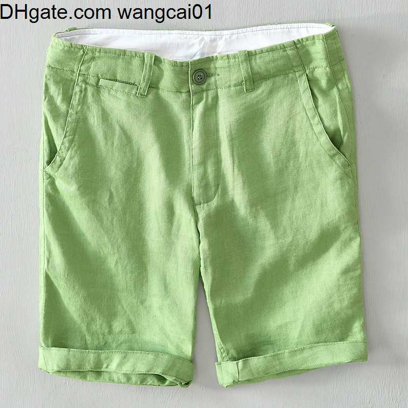 

wangcai01 Men's Shorts 100% Pure Linen Shorts Fpr Men Summer New Fashion Loose Beach Holiday Shorts Man Casual Shorts Plus Size Y2894 0314H23, Khaki