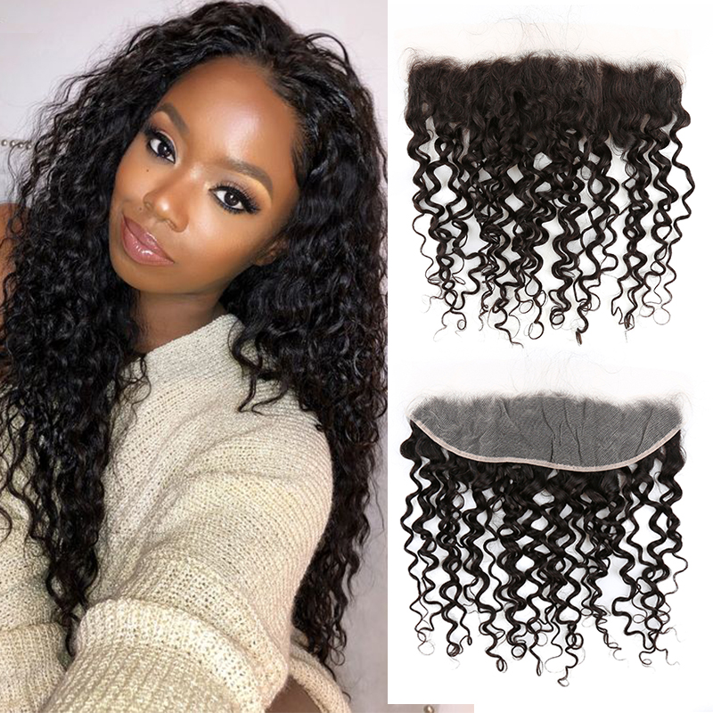 

SALE 13x4 Lace Frontal Closure Ear to Ear Lace Frontal Human Hair Brazilian Virgin Straight Curly Frontal Lace Closure Frontals Free Part Greatremy, Natural color
